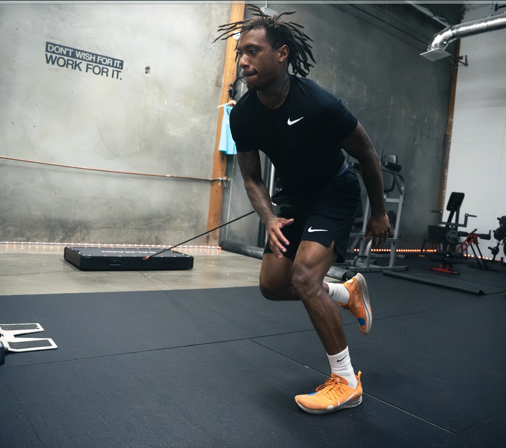 Athlete in resistance sprint training